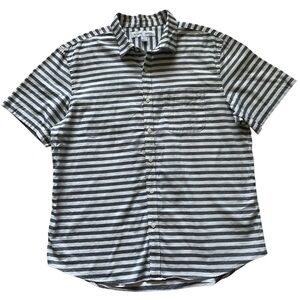 Men’s Blue and White Striped Cotton Shirt Size XL